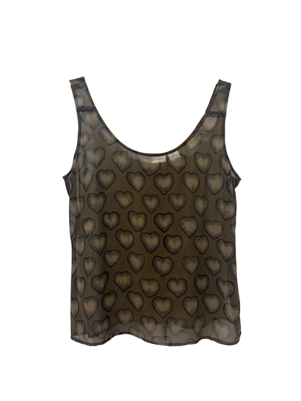 Vintage Dana Buchman Sheer Heart Print 100% Silk Tank (Size 6)